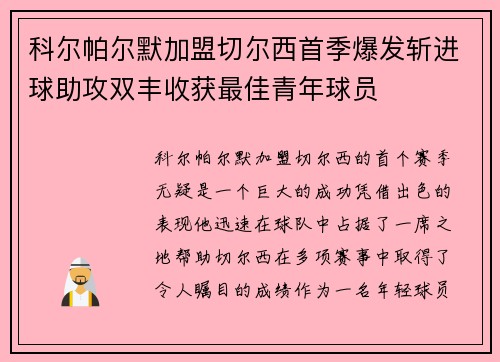 科尔帕尔默加盟切尔西首季爆发斩进球助攻双丰收获最佳青年球员